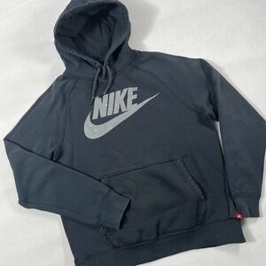 Vintage Nike Hoodie Men Medium Black Paint Splatter‎ Logo Pullover Red Label